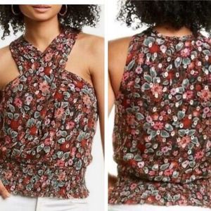 Ramy Brook Sleeveless Lorenza  Floral sparkly Blouse